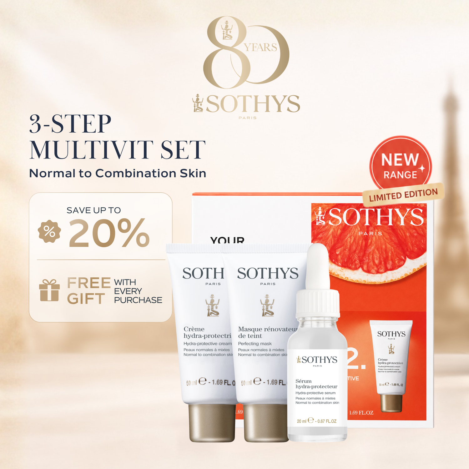 Multivit Perfecting Mask 50ML+ Hydra Protective Cream 50ML+ Hydra Protective Serum 20ML SET