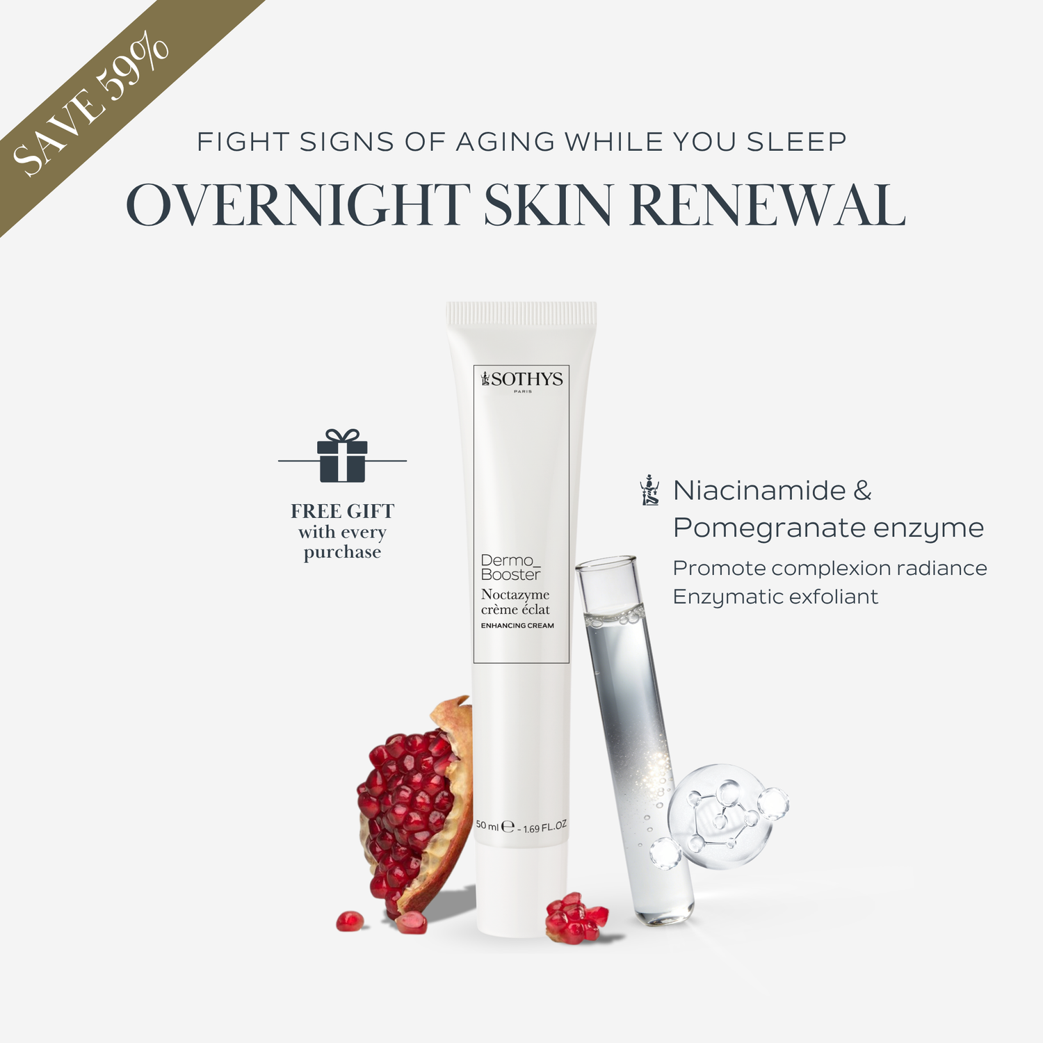 Dermobooster Noctazyme Enhancing Cream 50ML + 24 Glow Defense Kit SET