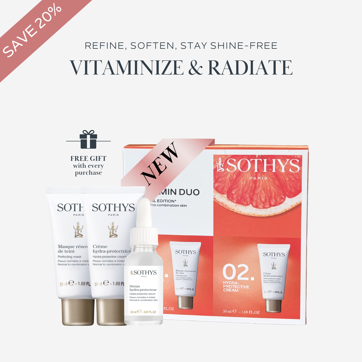 Multivit Perfecting Mask 50ML+ Hydra Protective Cream 50ML+ Hydra Protective Serum 20ML SET