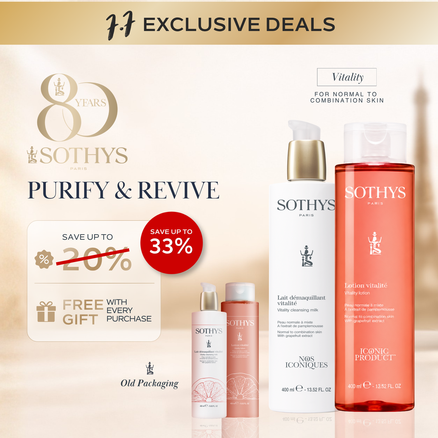 Vitality Cleansing Milk 400ML+ Vitality Lotion 400ML