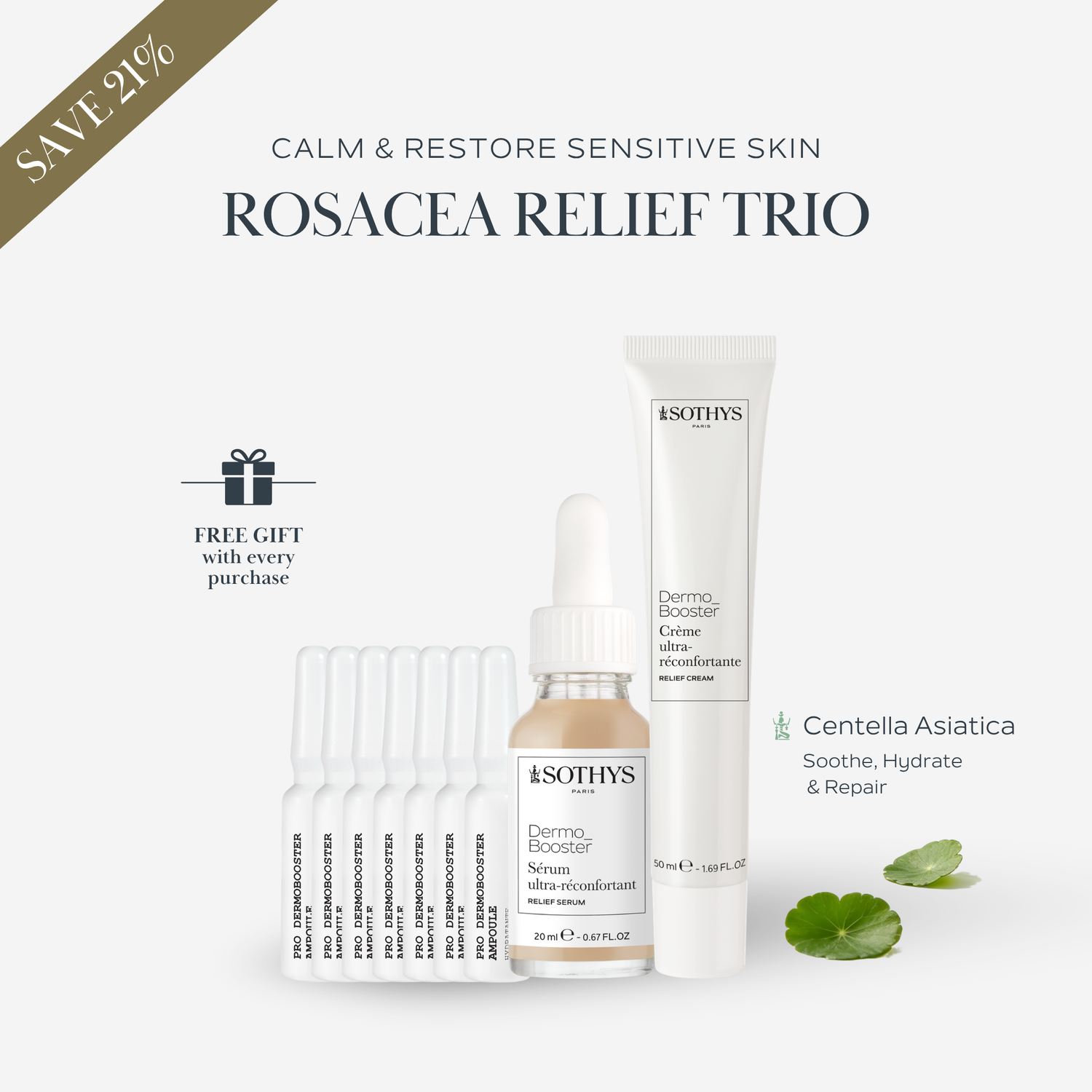 Pro Dermobooster Relief Ampoule 7x1.5ML + Relief Serum 20ML + Relief Cream 50ML SET