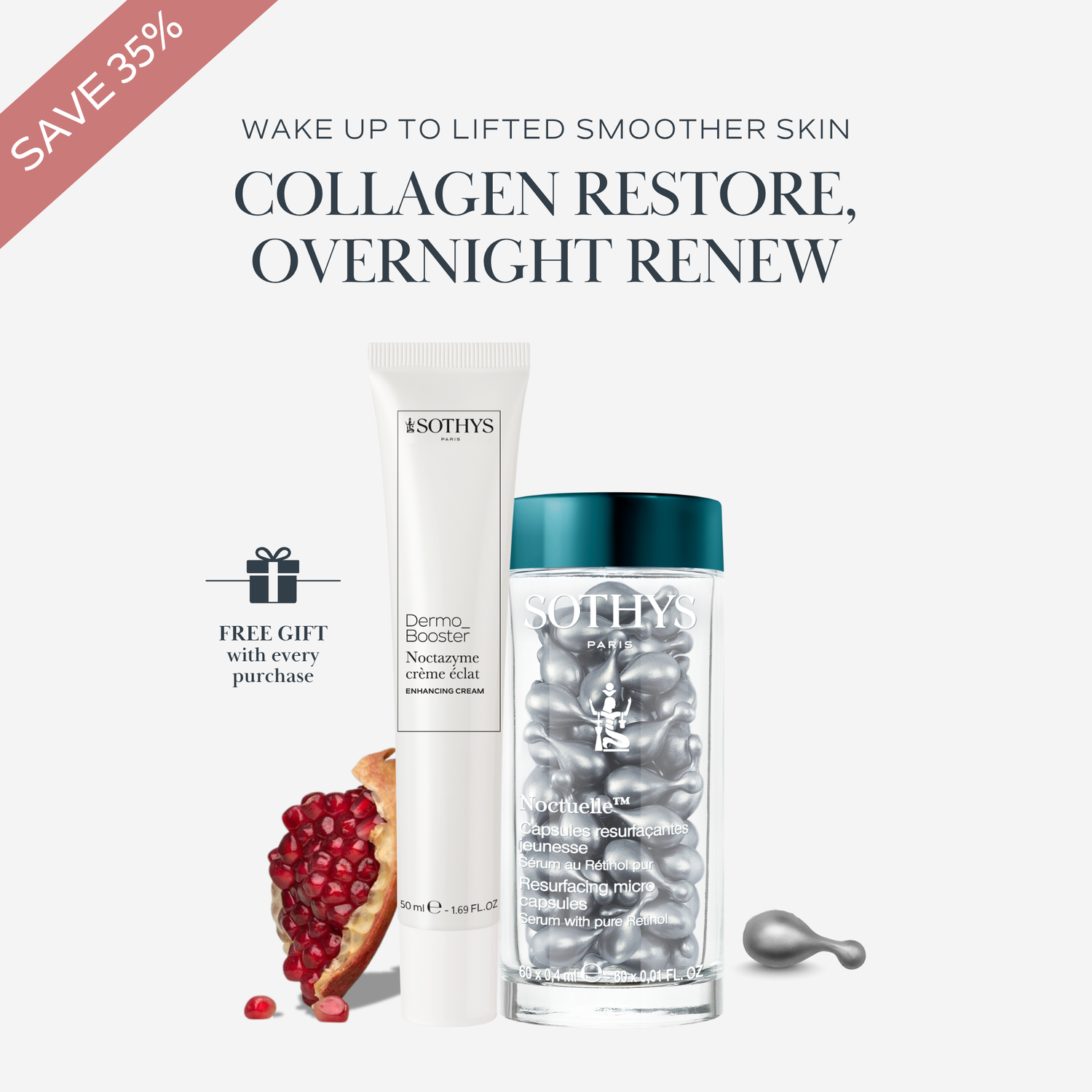Noctuelle™ Resurfacing Micro Capsules Serum with Pure Retinol 0.4ML×60+ Dermobooster Noctazyme Enhancing Cream 50ML SET