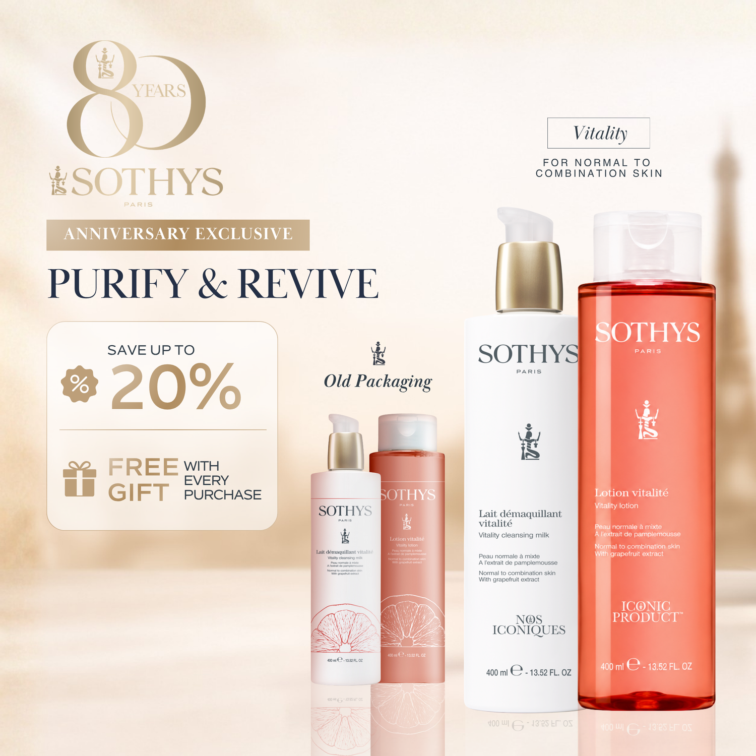 Vitality Cleansing Milk 400ML+ Vitality Lotion 400ML