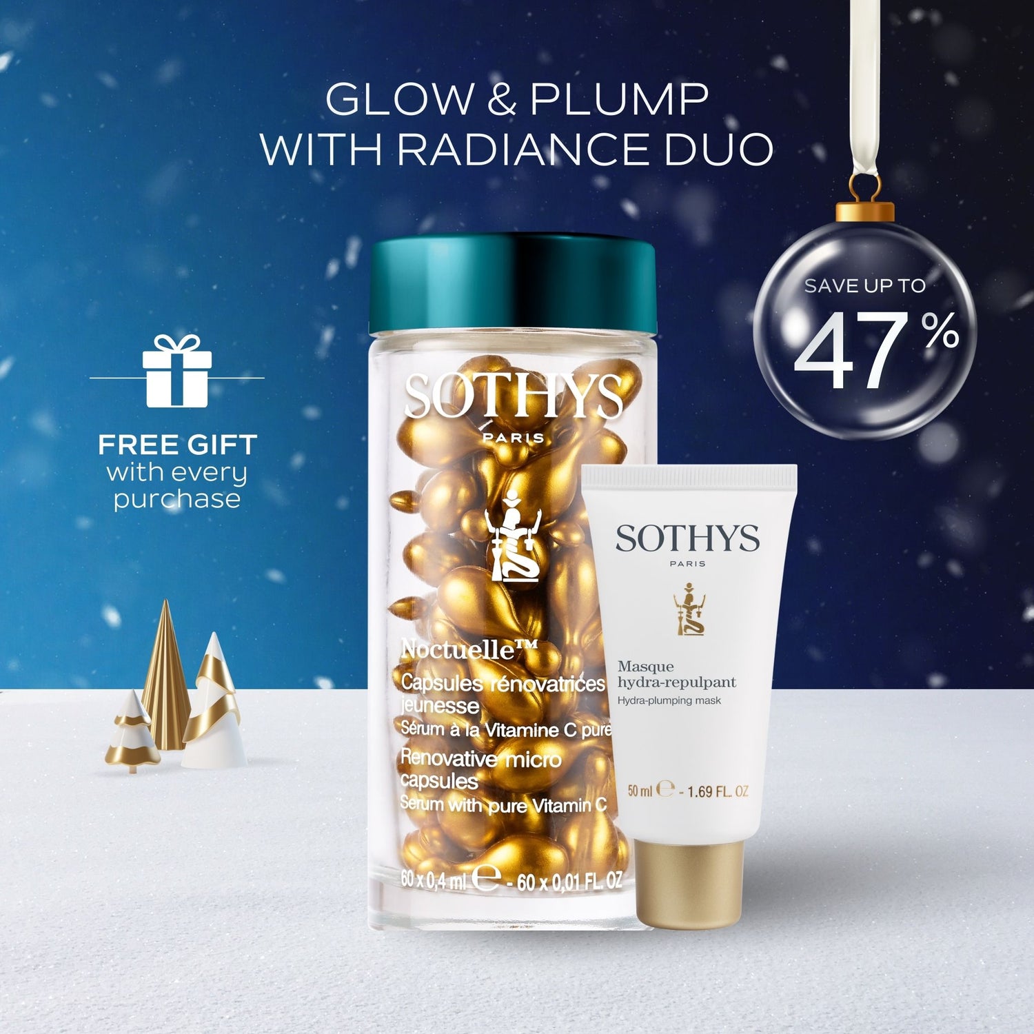 Noctuelle™ Renovative Micro Capsules Serum with 20% Pure Vitamin C 0.4 ML×60 + Hydra Hyaluronic Acid⁴ Plumping Mask SET