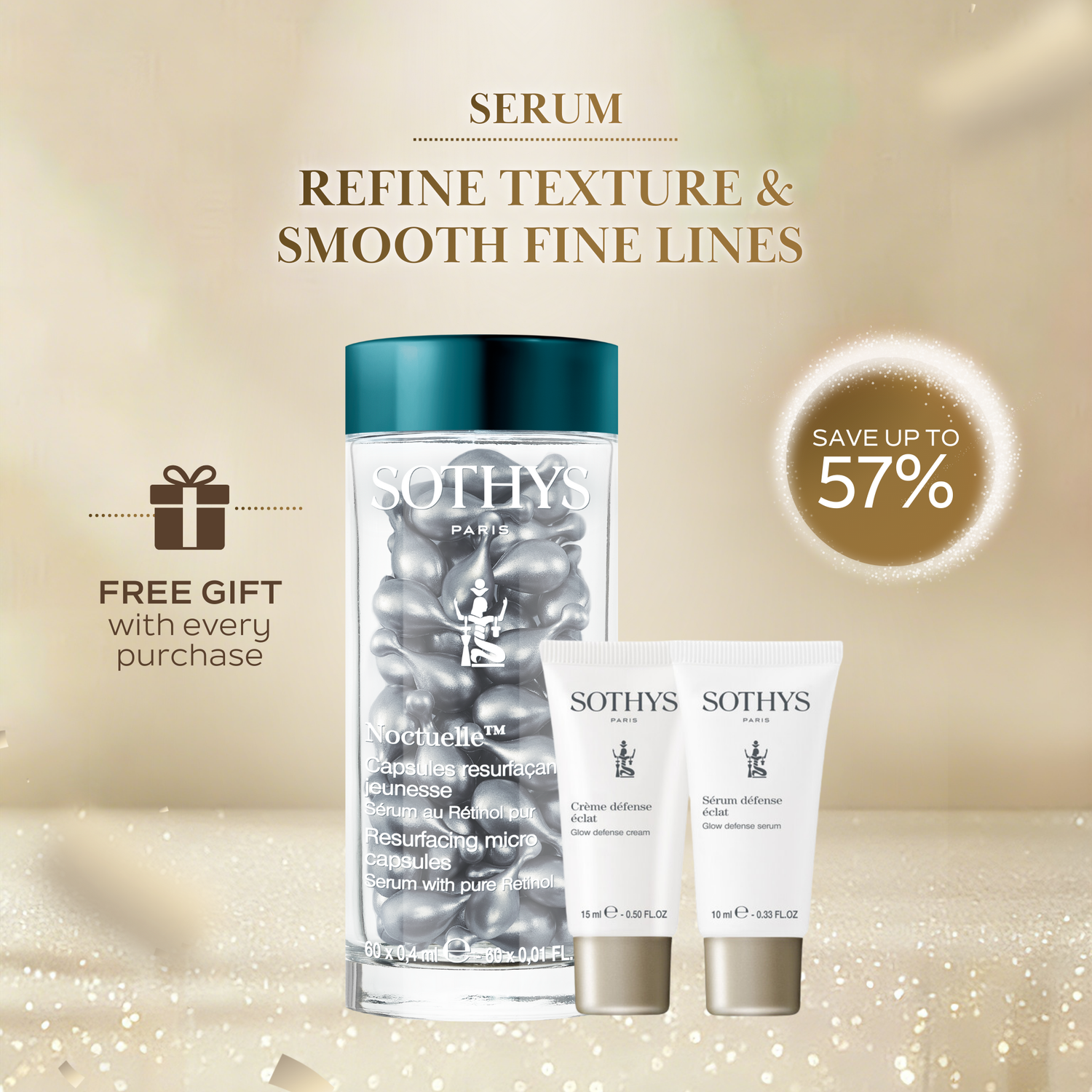 Resurfacing Micro Capsules Serum with Pure Retinol 0.4ML×60+ 24 Glow Defense Kit SET