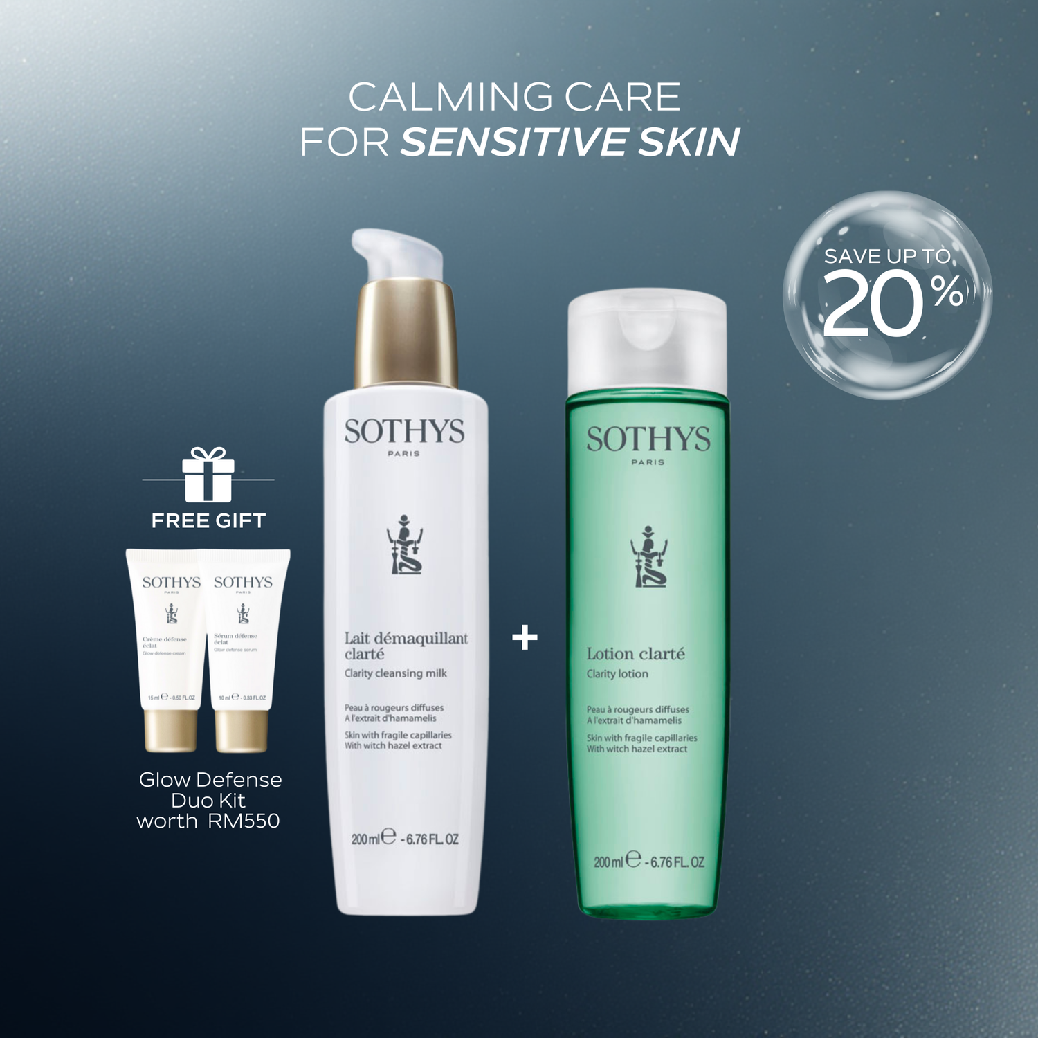 Clarity Cleansing Milk+ Clarity Lotion+ 24 Glow Defense Kit SET