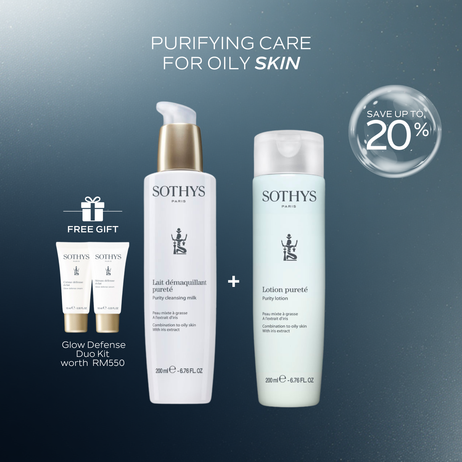 Purity Cleansing Milk+ Purity Lotion+ 24 Glow Defense Kit SET