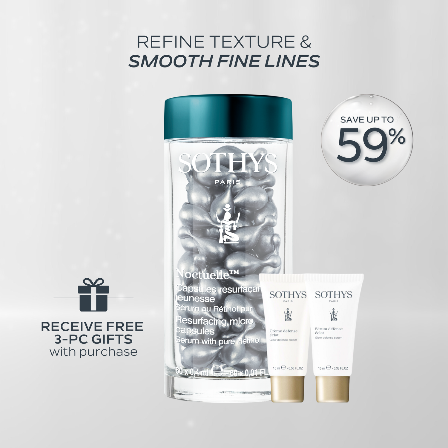 Resurfacing Micro Capsules Serum with Pure Retinol 0.4ML×60+ 24 Glow Defense Kit SET